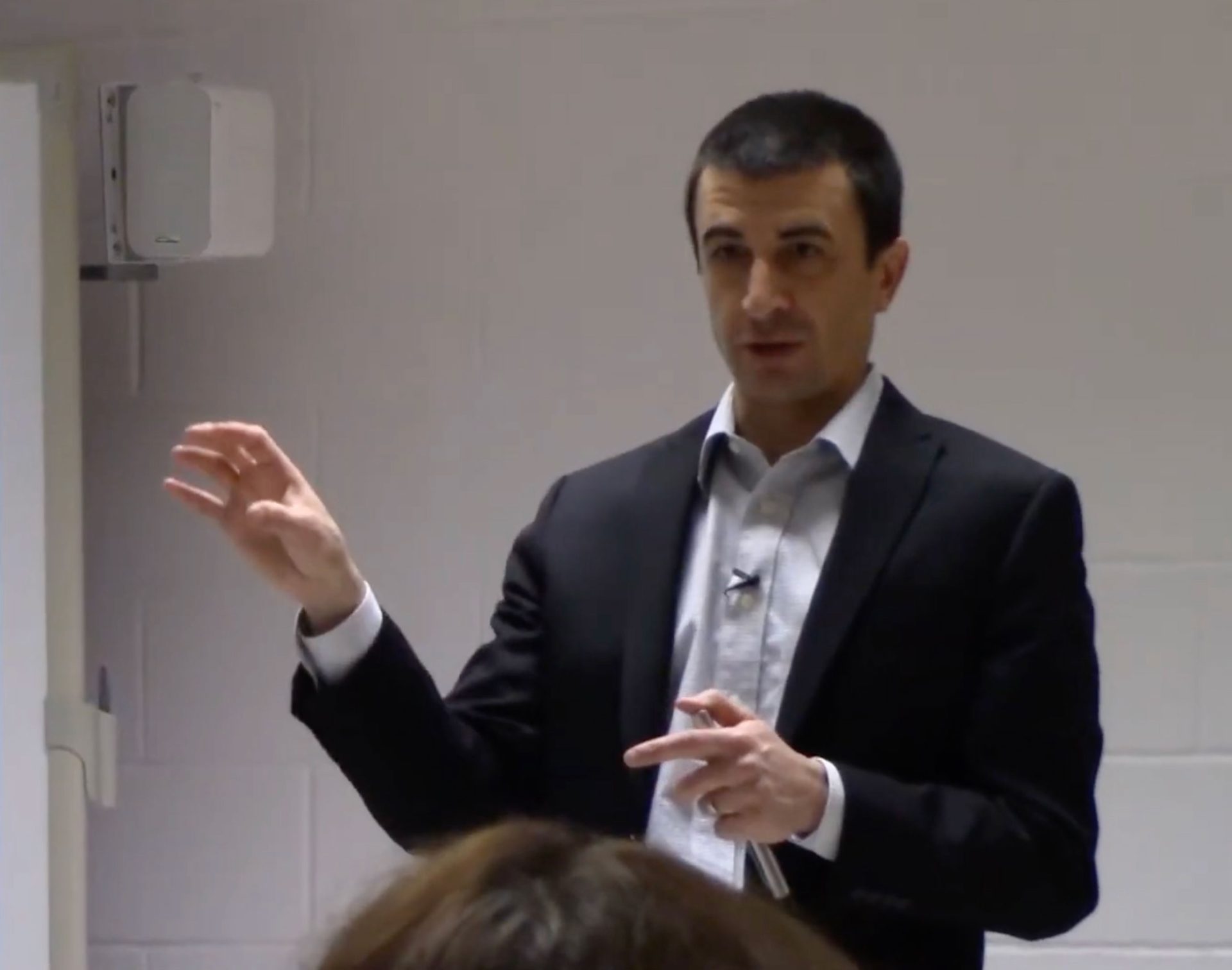 Paul Smith Rivas speaking at a school